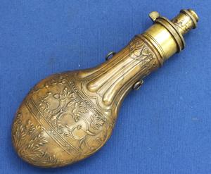 A very nice English 19th Century Antique Powder Flask by G & J.W,HAWKSLEY  SHEFFIELD, height 21 cm, in nearly mint condition. Price 450 euro