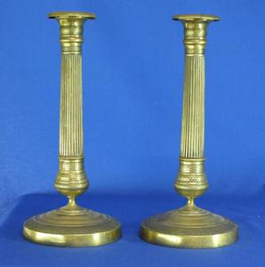 A very nice 19th century antique pair Empire Brass Candlesticks, height 28 cm. Price 565 euro