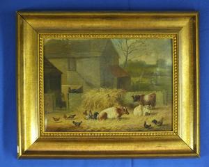 A very nice 19th Century antique Painting on canvas with farm-life by T. HALD. Price 625 euro