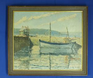 A very nice Painting oil on hardboard ship in harbor, 52 x 43 cm, Price 235 euro