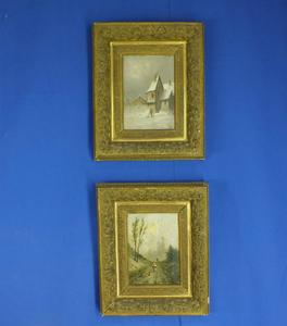 A very nice Pair antique 19th Century Paintings oil on wooden panels, signed Lamois, 20,5 x 14,5. Price 525 euro