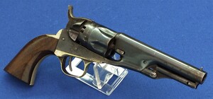 A fine antique American Metropolitan Arms Co Police model percussion Revolver. 5 shot 36 caliber. 4,5 inch  barrel with Clear address. Only 2750 made. Length 26,5cm. In very good condition. Price 3.500 euro