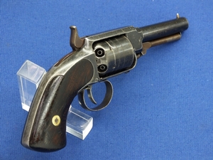 A  scarce antique American James Warner Second Model  Pocket Percussion Revolver,  .28 caliber, 3