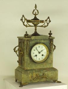 A very nice 19th Century French Green Marble Mantle Clock, height 45 cm. Price 175 euro
