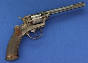 A very nice antique 19th century Belgian double action side hammer Percussion Revolver by J.FAGAR LIEGE, 6 shot, caliber 10 mm, length 33 cm, in very good condition. 