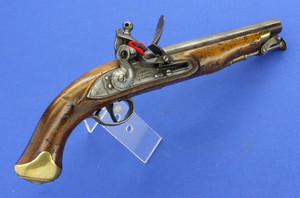 A very nice antique English New Land Pattern Flintlock Pistol by Woolley, Sargant & Fairfax, circa 1800, caliber 16 mm, length 40 cm, in very good condition