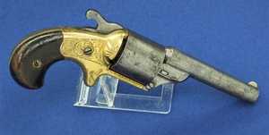 An Antique American Moore's Patent Frontloading Teatfire Pocket Revolver. 32 Caliber, length 18cm. In good condition. Price 750,- euro