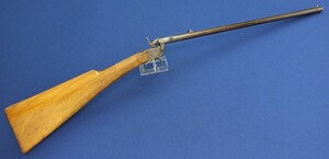 An antique German 6mm Flobert rimfire breech loading smooth bore rifle. Length 85,5cm. 49cm octagon barrel with German Proofmarks. In very good condition. Price 395 euro