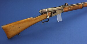 Anitque Swiss Vetterli infantry Rifle model 1869/71. 33 inch barrel, caliber 10,4x38 (.41 Swiss Rimfire) Length 130cm. In very good condition. Price 895 euro.