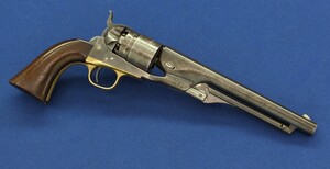 A fine antique American Civil War Colt Model 1860 Army percussion revolver. 6 shot 44 caliber, 8 inch barrel with New York address. Length 37cm. In very good condition. Price 7.500 euro.