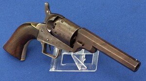 A fine antique American Colt Model 1848 Baby Dragoon 5 shot 31 caliber percussion Revolver with 4 inch barrel with 2 line New York address. Length 25cm. In very good condition. 