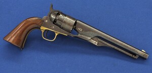 A fine antique American Colt Model 1860 Civilian Army 6 shot Percussion Revolver. 8 inch barrel with New York address. Caliber 44. In very good condition. Price 9.500 euro