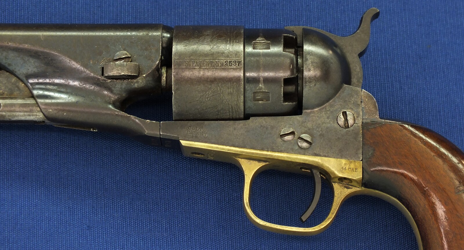 A fine antique American Colt Model 1860 Civilian Army 6 shot Percussion Revolver. 8 inch barrel with New York address. Caliber 44. In very good condition. Price 9.500 euro