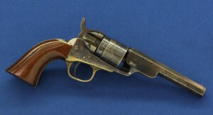 A fine antique American Colt Model 1862 Pocket Navy Conversion Revolver. 4 1/2 inch Octagon Barrel, .38 Rimfire caliber, 5 shot, length 26,5 cm in very good condition. Price 3.250 euro