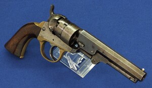 A fine Antique American J.M. Cooper & Co 5 shot 36 Caliber Single and double action second Model Navy Percussion Revolver with 5 inch Barrel. Length 27cm. In very good condition