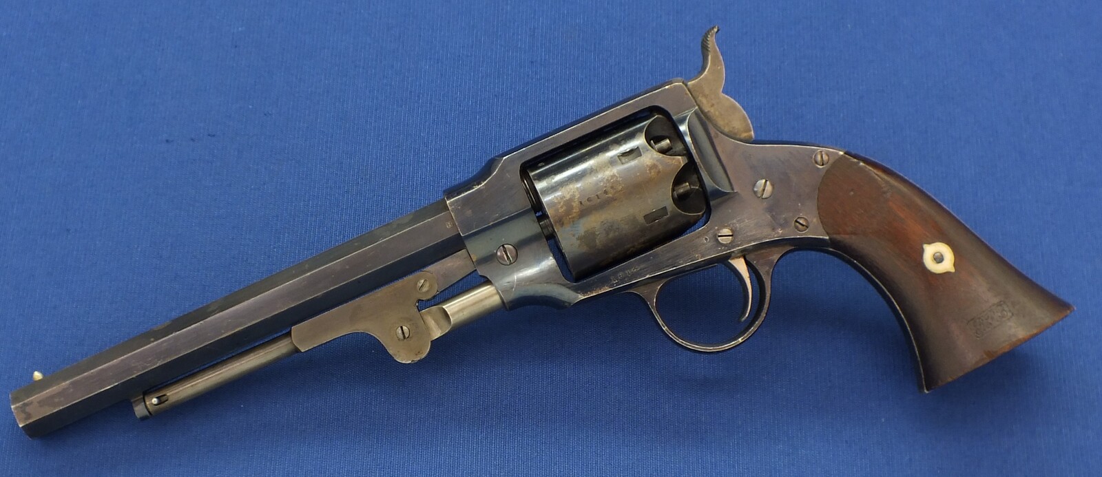 A fine antique American Rogers & Spencer Army Model 6 shot, 44 caliber single action Percussion Revolver, length 36 cm. in near mint condition.