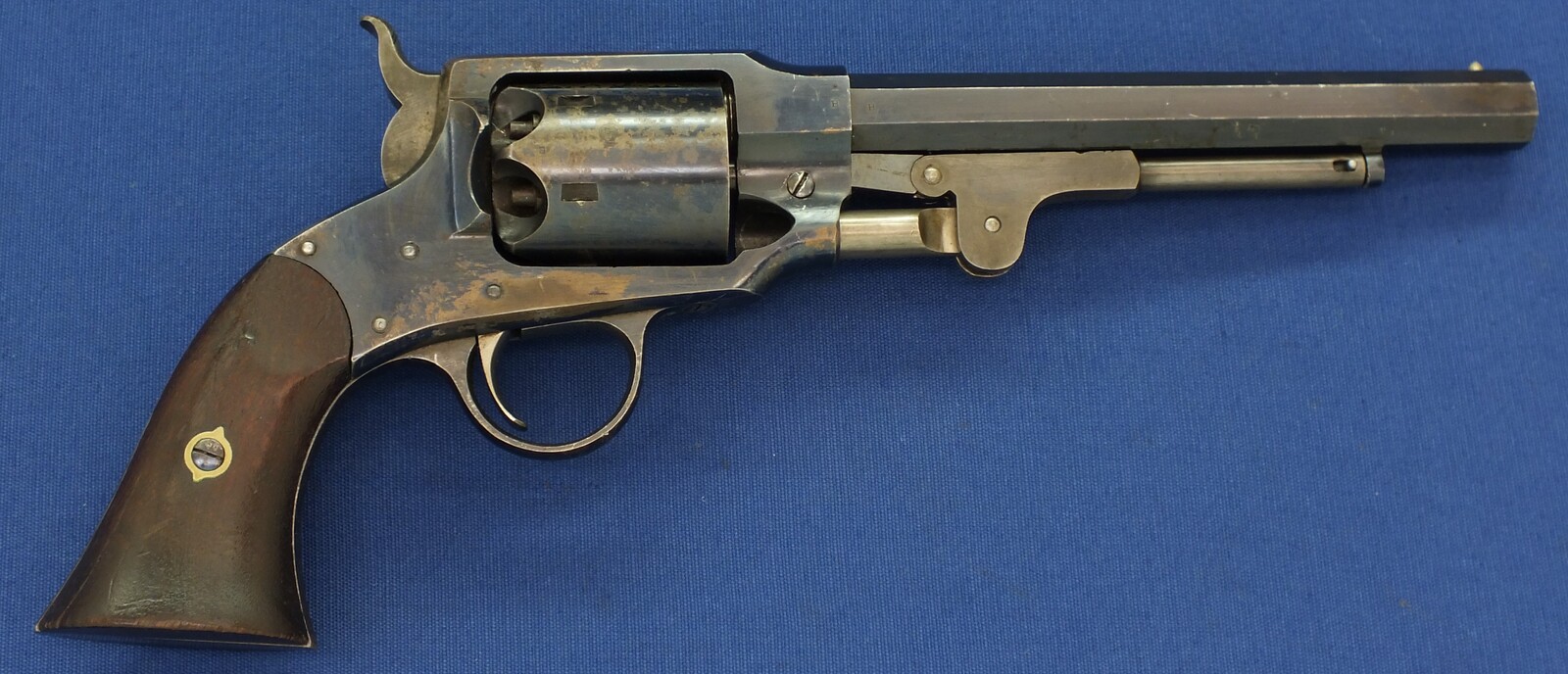 A fine antique American Rogers & Spencer Army Model 6 shot, 44 caliber single action Percussion Revolver, length 36 cm. in near mint condition.