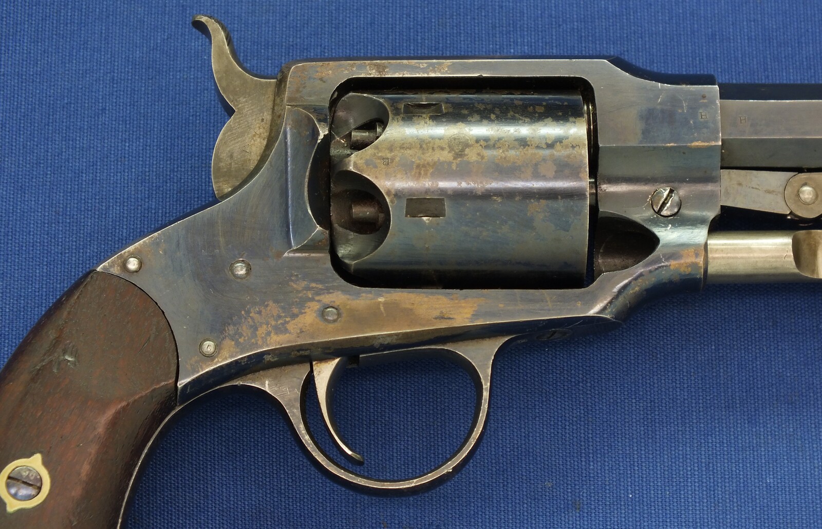 A fine antique American Rogers & Spencer Army Model 6 shot, 44 caliber single action Percussion Revolver, length 36 cm. in near mint condition.