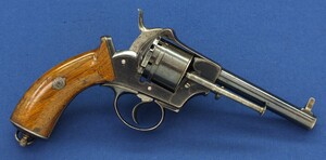 A fine antique German 6 shot single and double action 9mm pinfire Revolver by Valentin Christoph Schilling Suhl. Length 27,5cm. In near mint condition. 