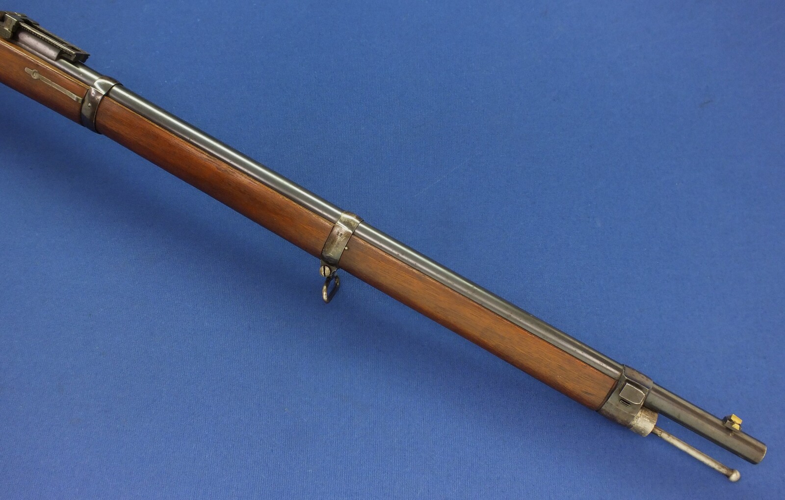 A fine antique German Mauser Model 1871/84 Infantry Rifle. Made  Danzig 1887. Caliber 11x60R. Length 129cm. In near mint condition. 