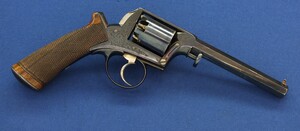 A fine antique probably Belgian made Adams Patent 5 shot double action percussion revolver. 38 Caliber. 5 inch barrel. Length 29cm. In near mint condition. 