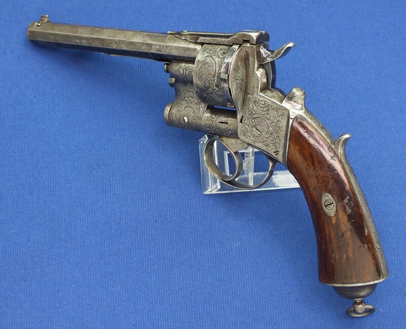 Rare French LePage Moutier Model 1858 9mm Cartridge Revolver