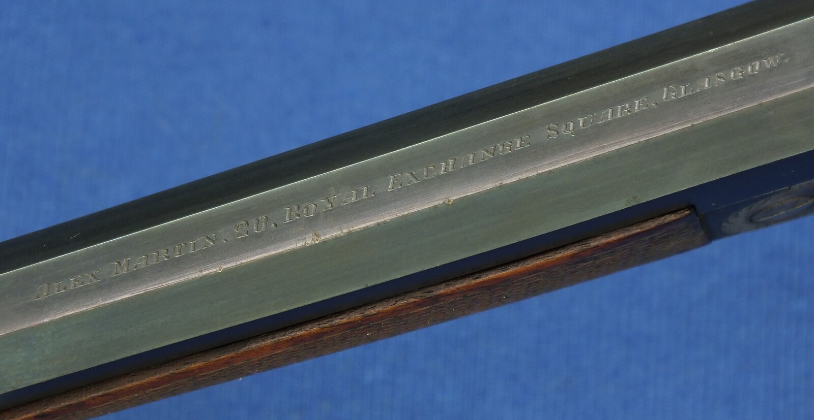 A fine antique Scottish Rook & Rabbit Rifle by Alexander Martin, 20 Royal exchange square, Glasgow. Caliber .300 Rook 10-80. Length 111cm. In mint condition. 