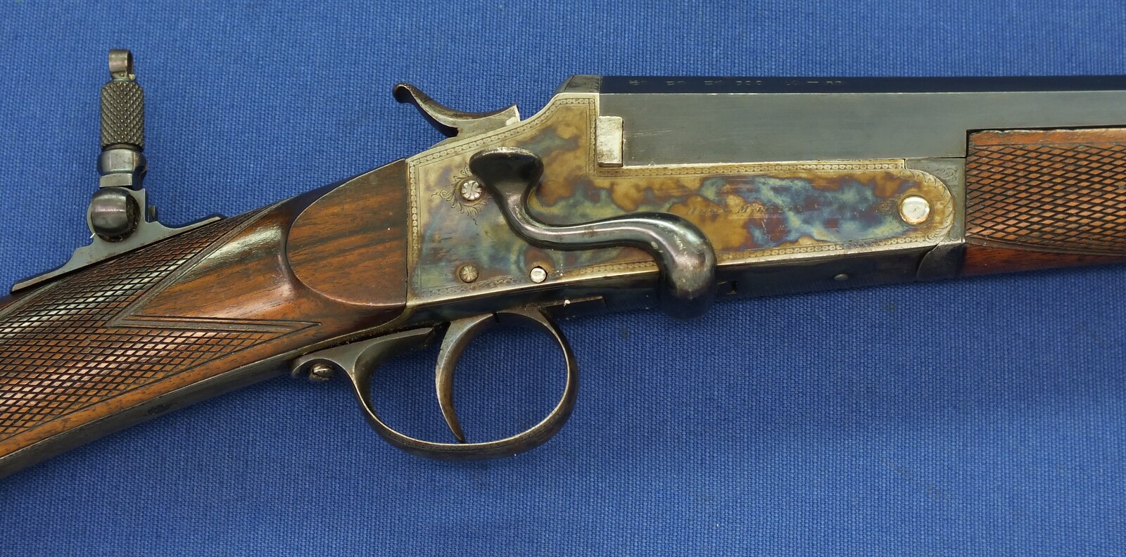 A fine antique Scottish Rook & Rabbit Rifle by Alexander Martin, 20 Royal exchange square, Glasgow. Caliber .300 Rook 10-80. Length 111cm. In mint condition. 