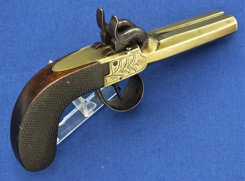 Lot 260 - A Belgian brass percussion pistol