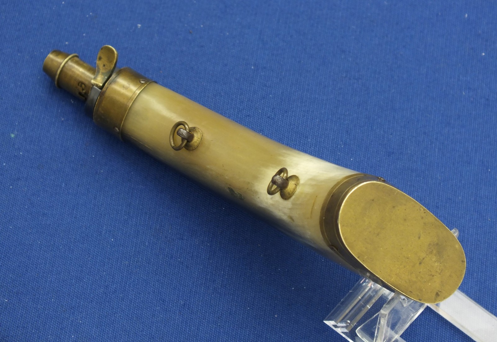 19th Century American Brass Powder Flask