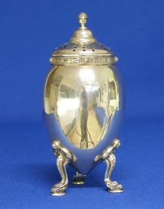 A very nice English Silver Sugar Caster, Birmingham 1948, height 13.5 cm, in very good condition. Price 370 euro