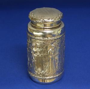 A very nice probably German Silver Tea Caddy, height 12 cm, in very good condition. Price 495 euro