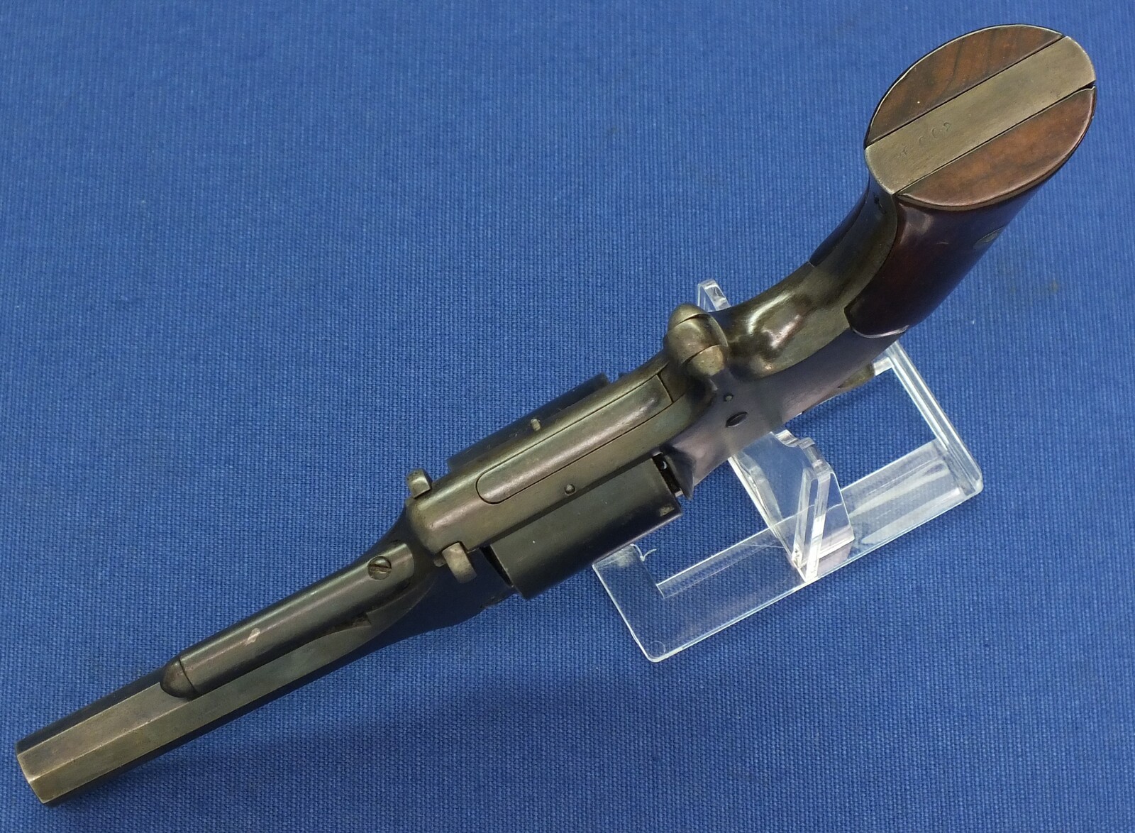 An antique 19th century American Smith & Wesson Revolver, Model No. 1-1/2 first Issue, .32 Rimfire caliber, 5 shot, 3 1/2 inch barrel, in very good condition.