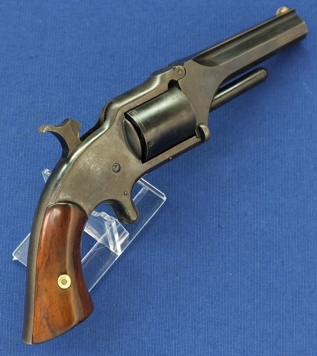 An antique 19th century American Smith & Wesson Revolver, Model No. 1-1/2 first Issue, .32 Rimfire caliber, 5 shot, 3 1/2 inch barrel, in very good condition.