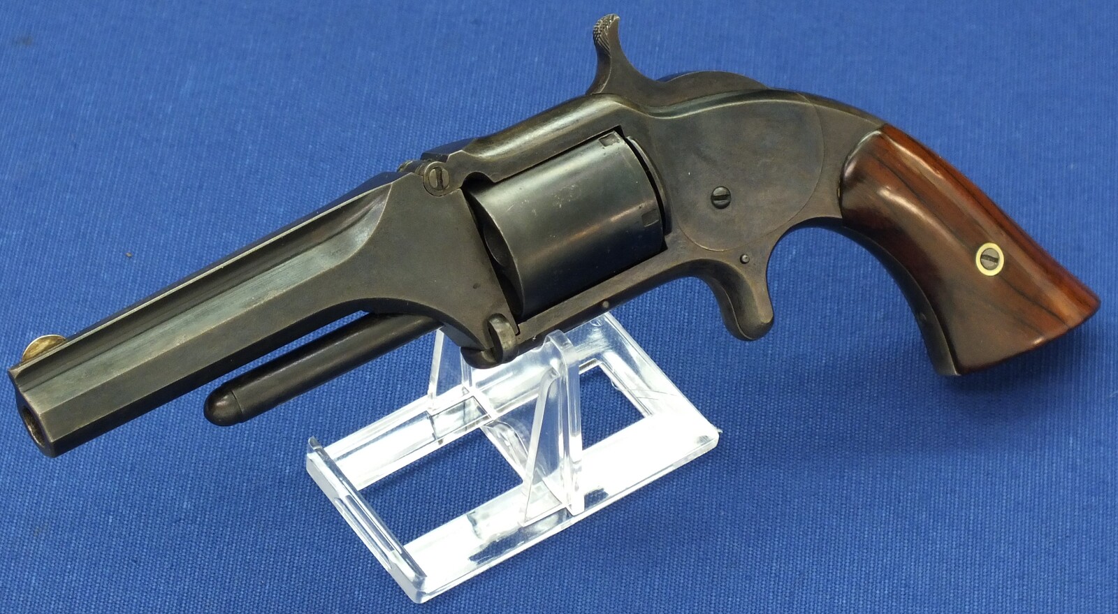 An antique 19th century American Smith & Wesson Revolver, Model No. 1-1/2 first Issue, .32 Rimfire caliber, 5 shot, 3 1/2 inch barrel, in very good condition.