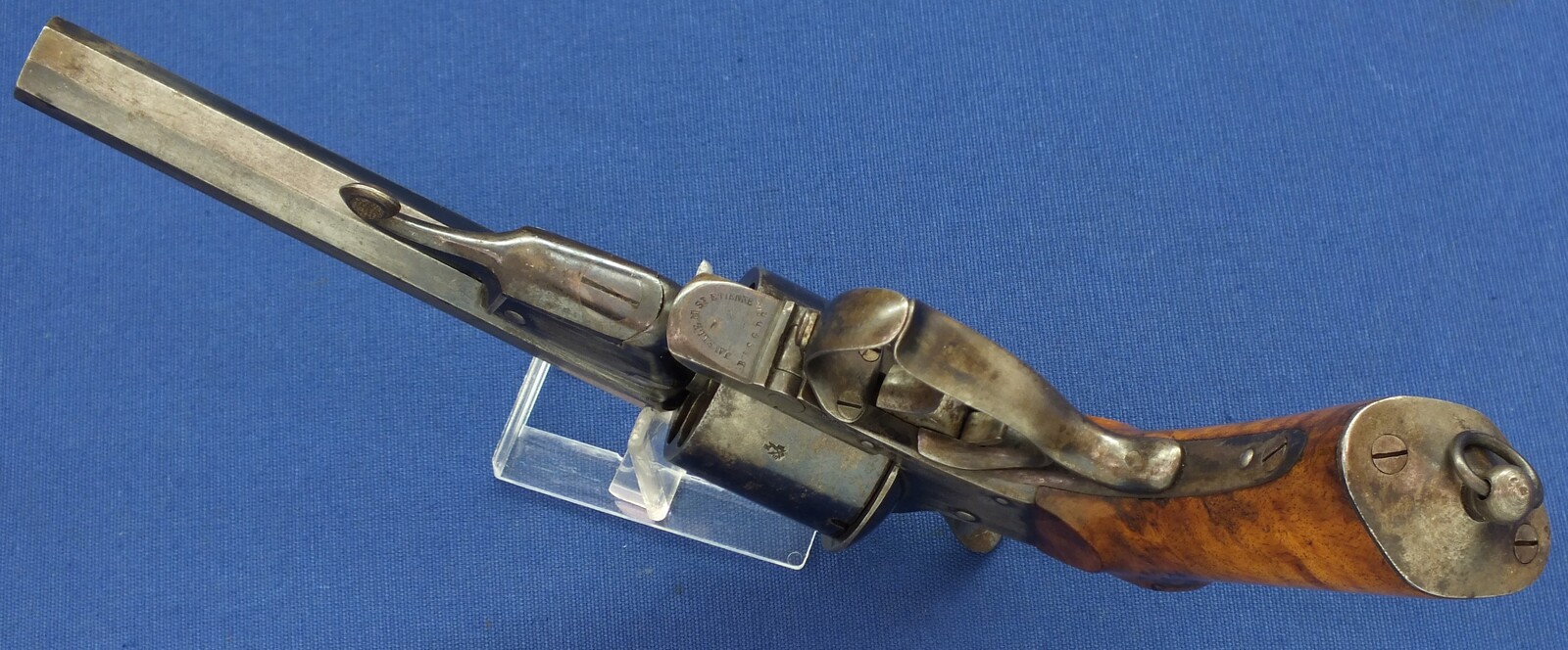 An antique 19th century French single and double action 6 shot Pinfire Revolver System Javelle signed 