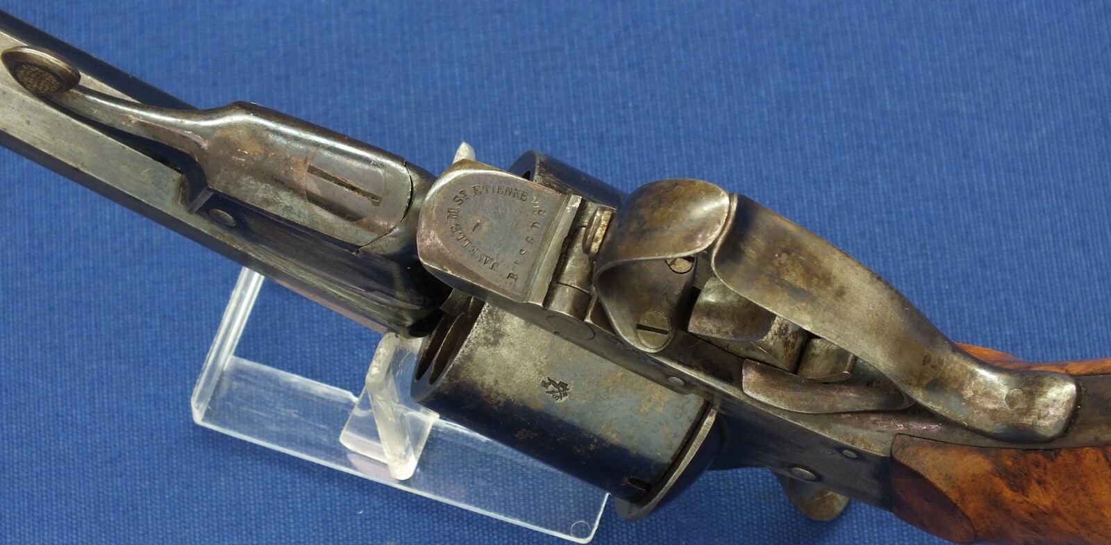 An antique 19th century French single and double action 6 shot Pinfire Revolver System Javelle signed 