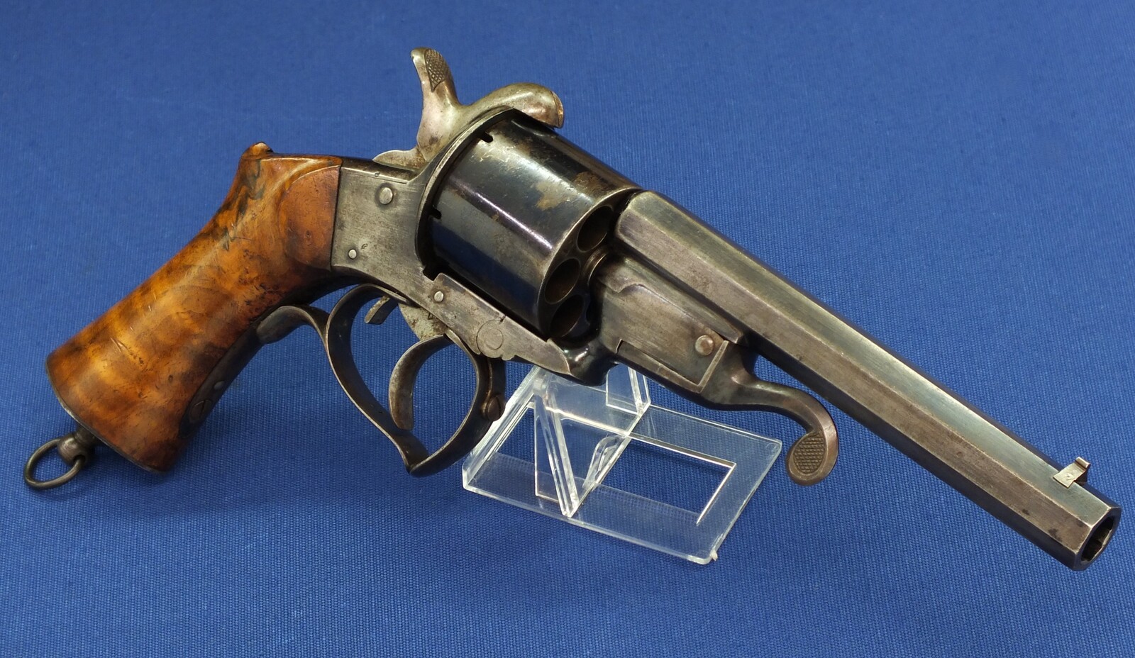 An antique 19th century French single and double action 6 shot Pinfire Revolver System Javelle signed 