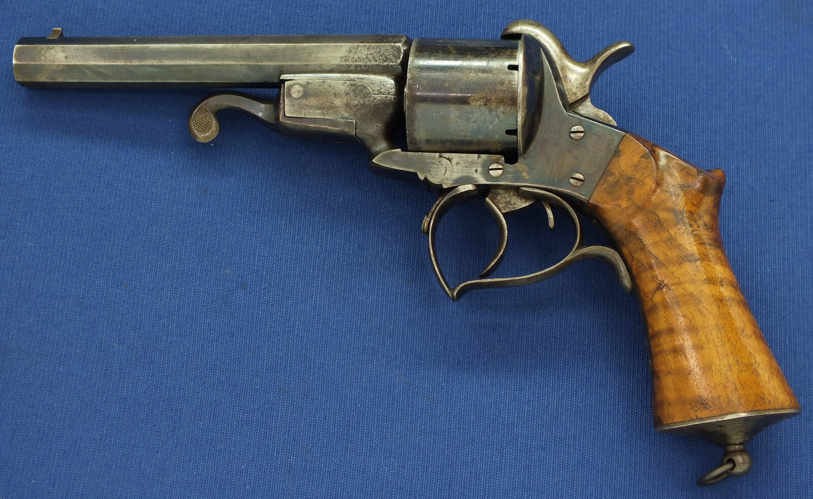 An antique 19th century French single and double action 6 shot Pinfire Revolver System Javelle signed 