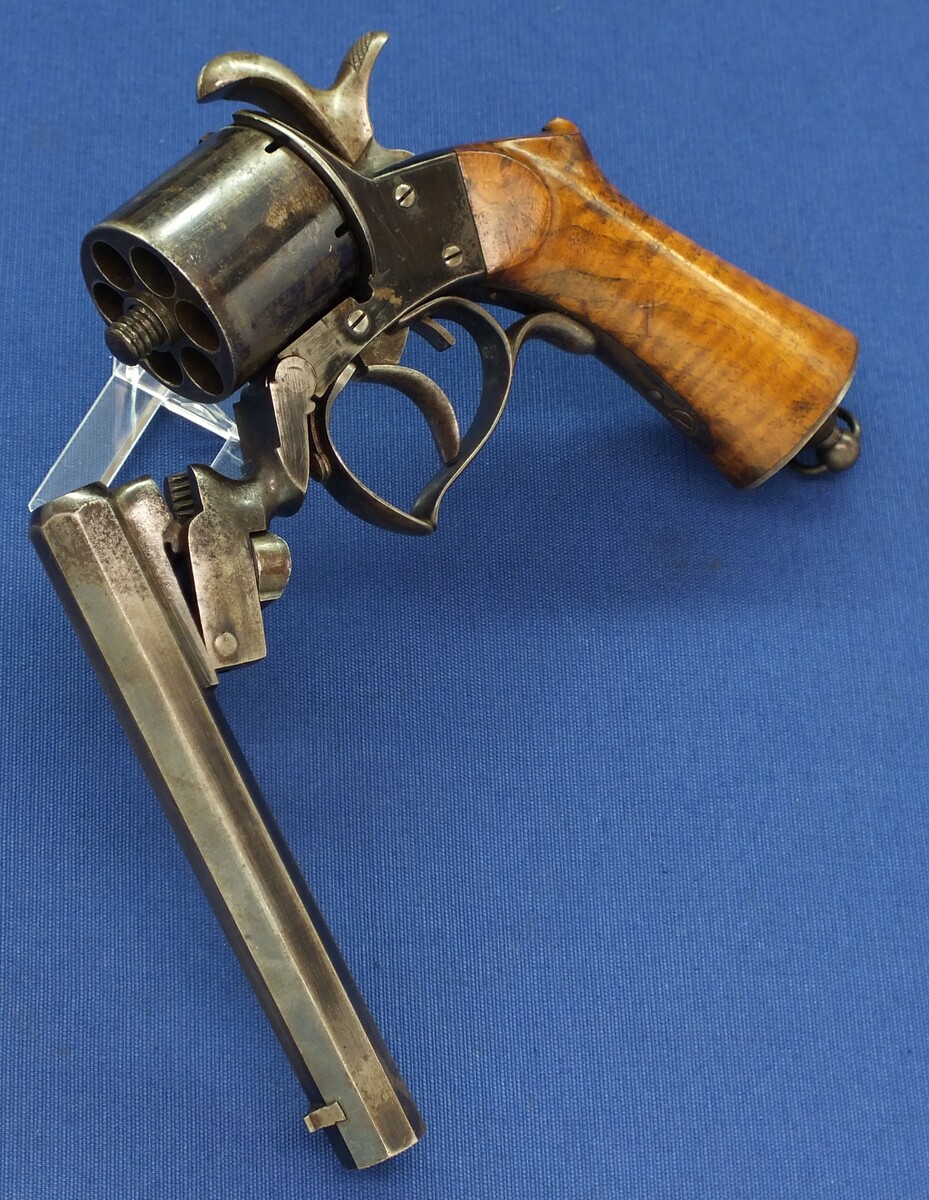 An antique 19th century French single and double action 6 shot Pinfire Revolver System Javelle signed 