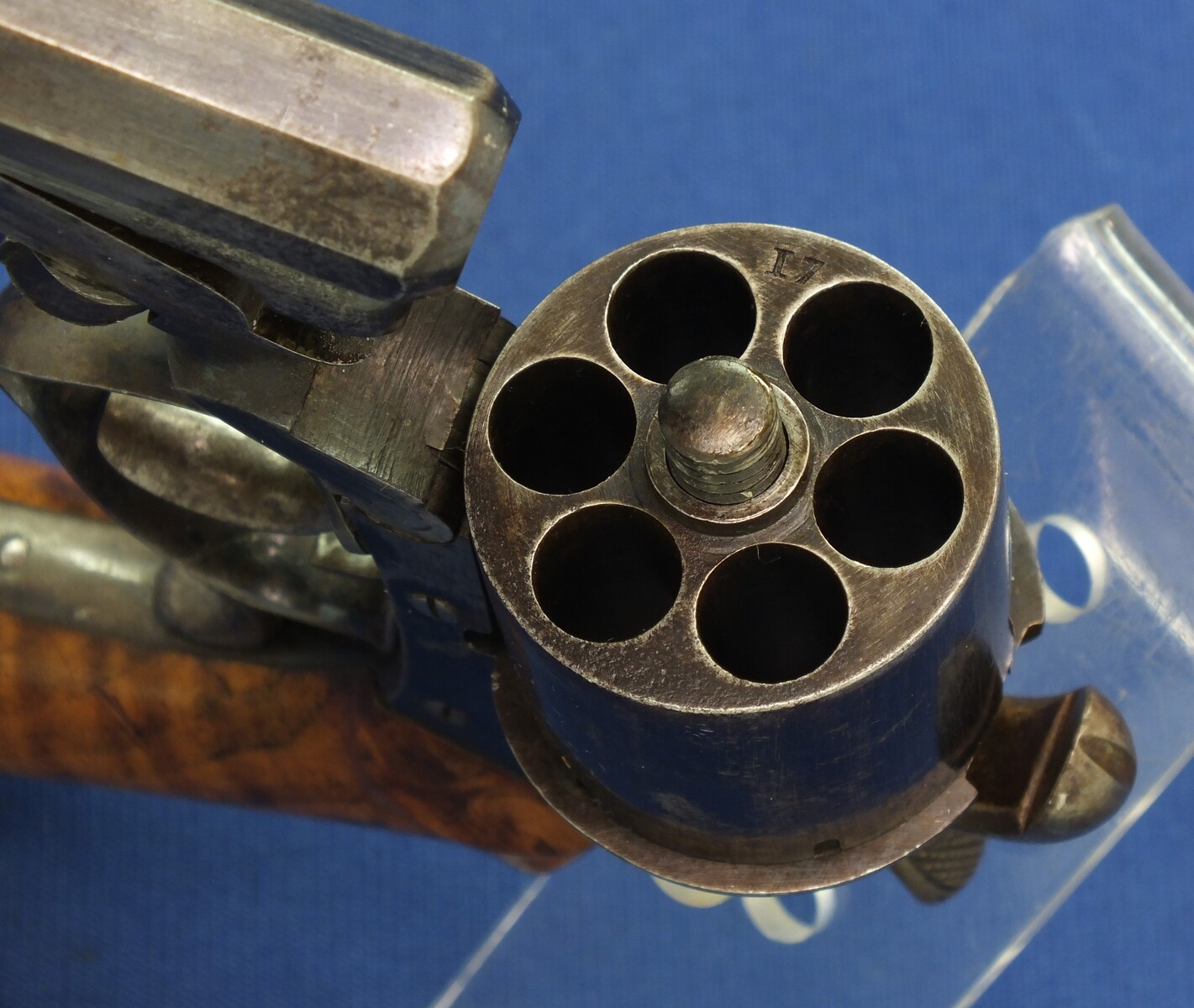 An antique 19th century French single and double action 6 shot Pinfire Revolver System Javelle signed 