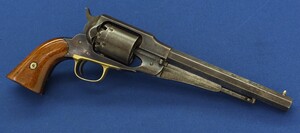 An antique American Civil War Remington Transitional New Model Army single action 6 shot Percussion Revolver, .44 caliber, 8 inch barrel, length 37 cm, in very good condition 