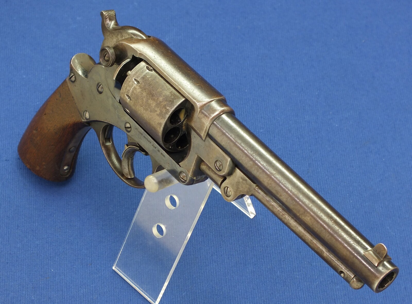 An antique American Civil War Starr Arms Co Double Action Model 1858 Army Percussion Revolver, .44 caliber, 6 shot, length 32,5 cm, in very good condition. Price 2.550 euro