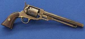 An antique American Civil War Whitney Navy & Eagle Co. second Model 4th type 6 shot percussion Revolver. 36 caliber. 7,5 inch barrel with clear address. Length 35,5cm. In good condition. Price 1.750 euro