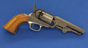 An antique American Colt pocket Model 1849 5 shot single action 31 caliber percussion revolver with 4 inch barrel with 2 line New York Address. In very good condition. 