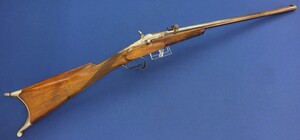 An antique Belgian engraved Flobert Rifle. Caliber 6mm rimfire. Length 103cm. In very good condition