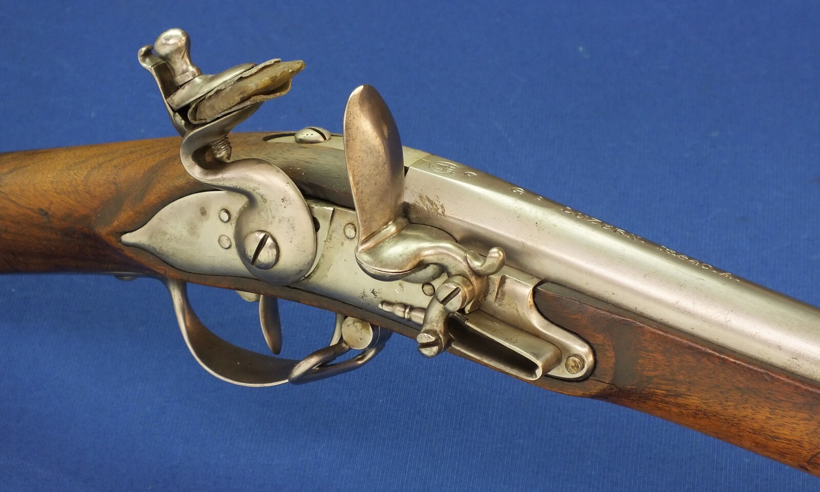 An antique circa 1800 Swiss Flintlock Musket a.k.a. 