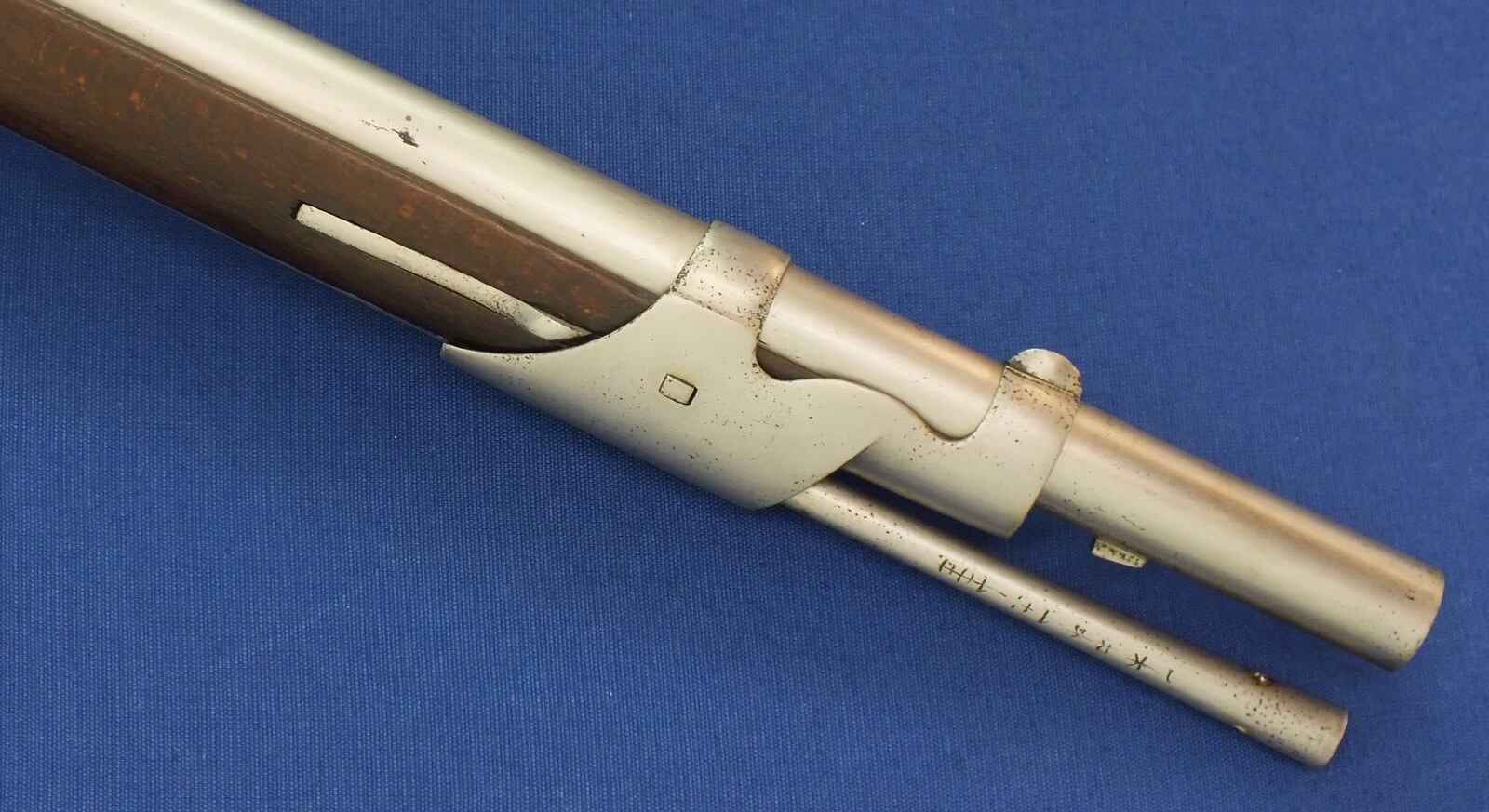 An antique Danish Minié-Rifle Converted from Model 1828 in 1846 to Percussion. Caliber 17,8mm Rifled(minié) 104cm Barrel, length 143cm. In very good condition. Price 1.250 euro.