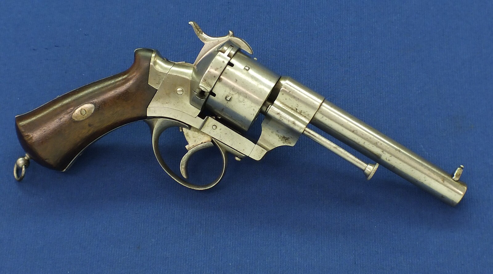 An antique French Triple Action Pinfire Revolver Lefaucheux Model 1862, signed 