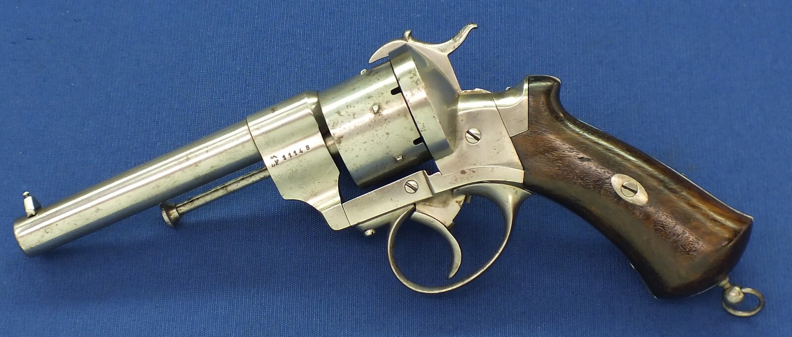 An antique French Triple Action Pinfire Revolver Lefaucheux Model 1862, signed 